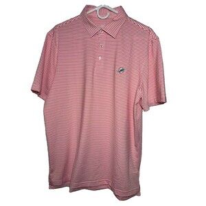 Vineyard Vines Performance Miami Dolphins Polo Shirt Mens Large Orange Stripes